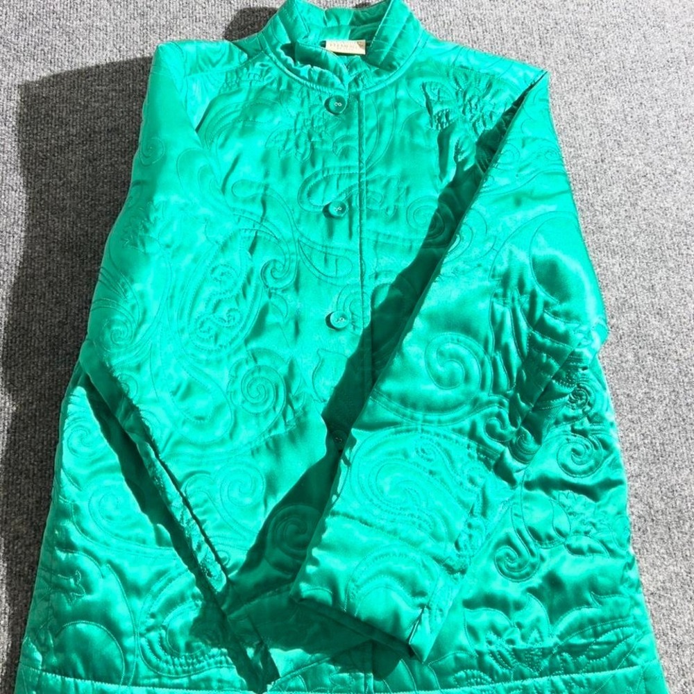 Classic Elements Petite Emerald Green Paisley Quilted Jacket Small Petite 6-8